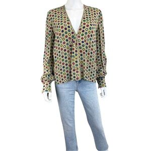 Valentino 100% SILK Vintage Polka Dot Blouse Size 10 A0012